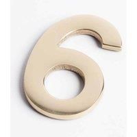 Polished Brass Self Adhesive 60mm Door Number 6
