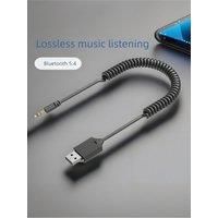 Car Bluetooth Receiver Cable 5.4 Stereo Wireless Mic Handsfree Call USB Dongle to 3.5mm Jack AUX Audio Music Adapter For Speaker