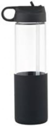 Smash Global Safari Silicone Glass Black Sipper Bottle-580ml