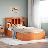 Berkfield Home Bed Frame without Mattress Wax Brown 135x190 cm Double Solid Wood Pine