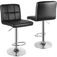 Bar Stools Set of 2 PU Leather Swivel Height Adjustable Bar Chairs With Backrest For Breakfast Bar, Counter, Kitchen and Home
