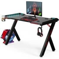 RGB Gaming Desk, Large Gaming with Headphone Hook and Cup Holder for Laptop Home Office