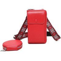 Fontanella Fashion Women's Pyari PU Leather Crossbody Phone Purse with Mini Purse in Red