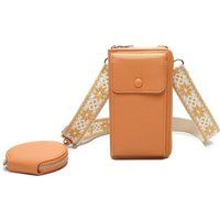 Fontanella Fashion Women's Pyari PU Leather Crossbody Phone Purse with Mini Purse in Pale Orange