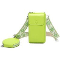 Fontanella Fashion Women's Pyari PU Leather Crossbody Phone Purse with Mini Purse in Bright Green