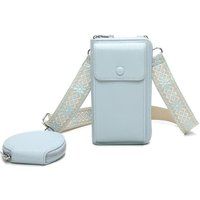 Fontanella Fashion Women's Pyari PU Leather Crossbody Phone Purse with Mini Purse in Light Blue
