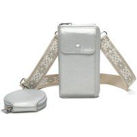 Fontanella Fashion Women's Pyari PU Leather Crossbody Phone Purse with Mini Purse in Silver
