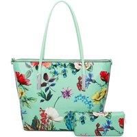 Fleur Glossy Flower Print Shoulder Tote Bag and Purse 2 in 1