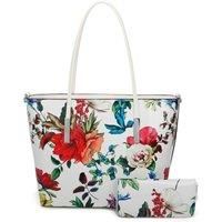 Fleur Glossy Flower Print Shoulder Tote Bag and Purse 2 in 1