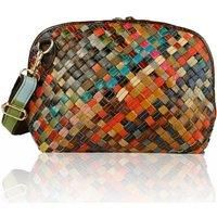 Multi Colour Plait Patterned woven real Leather Messenger Bag (patchwork style)