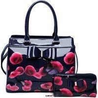Papavero 2IN1 PU Patent Poppy Flower & Buttlefly Bucket Shaped With Purse Set