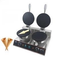 XEOLEO Double-Head Crispy Egg Roll Machine 1.2KW+1.2KW Ice Cream Waffle Cone Maker Electric Waffle