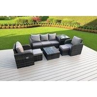 7-Seater Garden Furniture Set With Table - Dark Grey