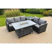 4 Piece Rattan Garden Set With Fire Pit