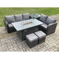 Rattan Garden Set With Fire Pit & Sofa