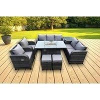 9 Seats Sofa Set With Firepit & Recliner