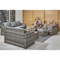 9 Seater PE Wicker Outdoor Rattan Garden Furniture Set Propane Gas Fire Pit Table and Sofa Chair set with Side Table 2 Big Footstool