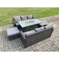 Pe Rattan Garden Firepit Table With Sofa