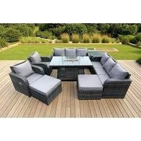 10-Seater Garden Sofa Set Firepit Table