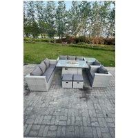 Rattan Fire Pit Set Gas Heater Burner Lounge Sofa Dining Set Coffee Table Chairs Stool
