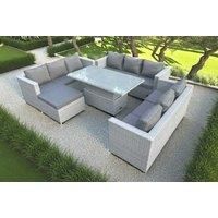 Rattan Sofa Rising Table Light Grey