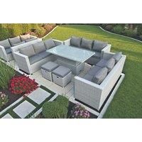 Light Grey Rattan Sofa Rising Table