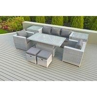 Light Grey Rattan Sofa Rising Table