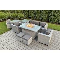 Pe Rattan Garden Sofa Set Fire Pit Table
