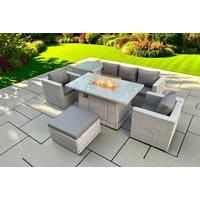 Pe Rattan Garden Sofa Set Fire Pit Table