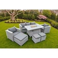 Rattan Fire Pit Garden Furniture Set Gas Heater Burner Chairs