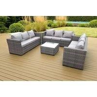 Rattan Corner Sofa Set Garden Furniture With 2 Chairs And Dining Table Left Hand