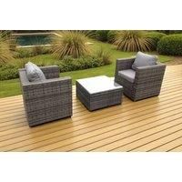 Rattan Garden Furniture Chairs Square Coffee Table Set