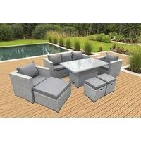 Rattan Garden Funiture Set Adjustable Rising Lifting Dining Table Set
