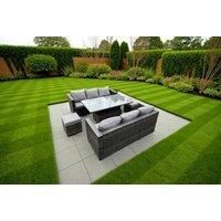 8 Seater Outdoor Rattan Sofa Set Garden Furniture Adjustable Rising Lifting Dining Table Footstools