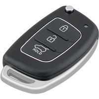 3 Button Flip Car Key Case + Rubber Pad Repair For Hyundai I10 I20 I40 IX35 Santa Fe Remote Fob Shell
