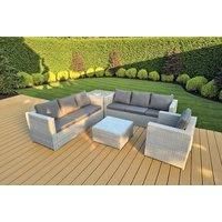 Light Grey Rattan Garden Outdoor Lounge Sofa Set Chair Sofa Side Table