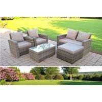 5 Seater Grey Mixed High Back Rattan Sofa Set Coffee Table Garden Furniture Outdoor