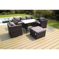 Grey Lounge Rattan Sofa Dining Table Set Chairs Ottoman Garden Furniture Outdoor