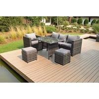 Grey Lounge Rattan Sofa Dining Table Set Chairs Ottoman Garden Furniture Outdoor