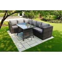 7 Seater Grey Rattan Sofa Dining Set Table Ottoman Garden Furniture Outdoor
