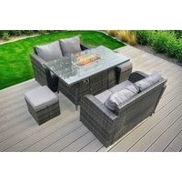 Rattan Garden Set Loveseat Stool