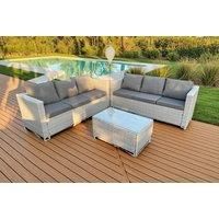 Light Grey Outdoor Rattan Garden Furniture Set Corner Sofa With 2 Coffee Table