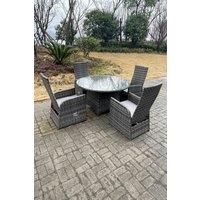 Outdoor Wicker Rattan Reclining Chair And Table Dining Sets 4 Seater Round Table