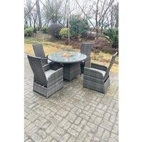Rattan Gas Fire Pit Round Table Gas Heater Adjustable Chair Set Dining Table And Chair Set 4 Seat