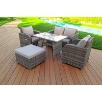 Rattan Garden Furniture Set Adjustable Chair Sofa Double Love Seat 2 Seater Sofa Rectangular Dining Table Big Footstool