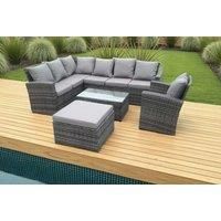 8 Seater High Back Rattan Set Corner Sofa With Oblong Coffee Table Big Footstool