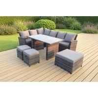 Rattan Corner Sofa Set Table Stool - Black
