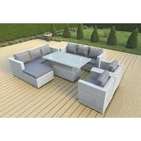 Rattan Garden Funiture Set Height Adjustable Rising Lifting Table Sofa Dining Set Lounge Sofa