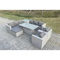 Light Grey Rattan Sofa Set Rising Table