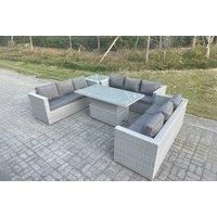 Light Grey Rattan Sofa Set Rising Table